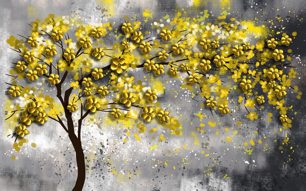 Желтые цветы осеннего дерева